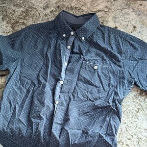 21 Men Blue Polka Dot Button Down Shirt